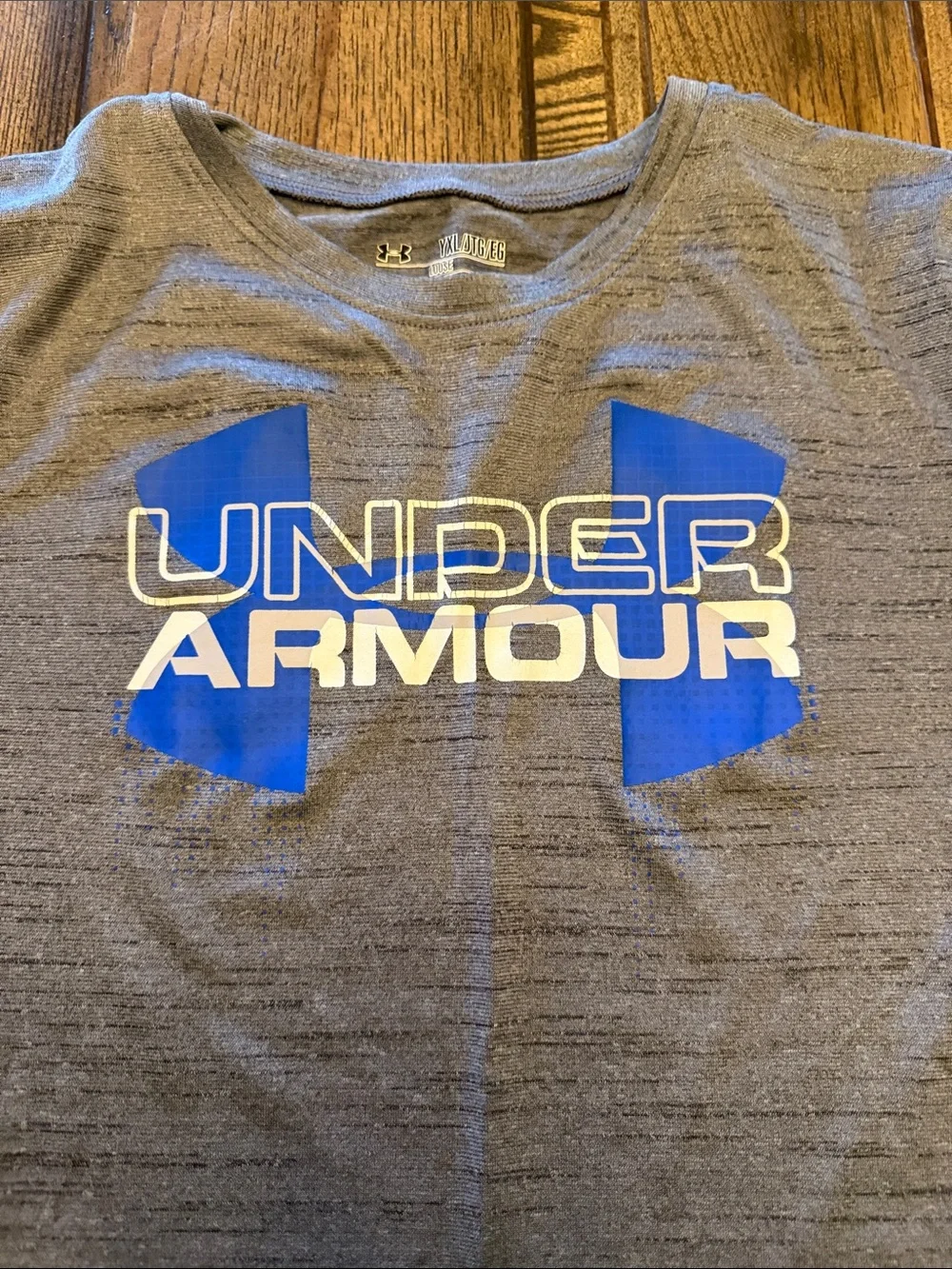 Under Armour Gray Tee with Blue Logo
